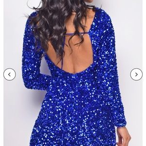 EMPRADA Prisha Royal Blue Sequin Dress